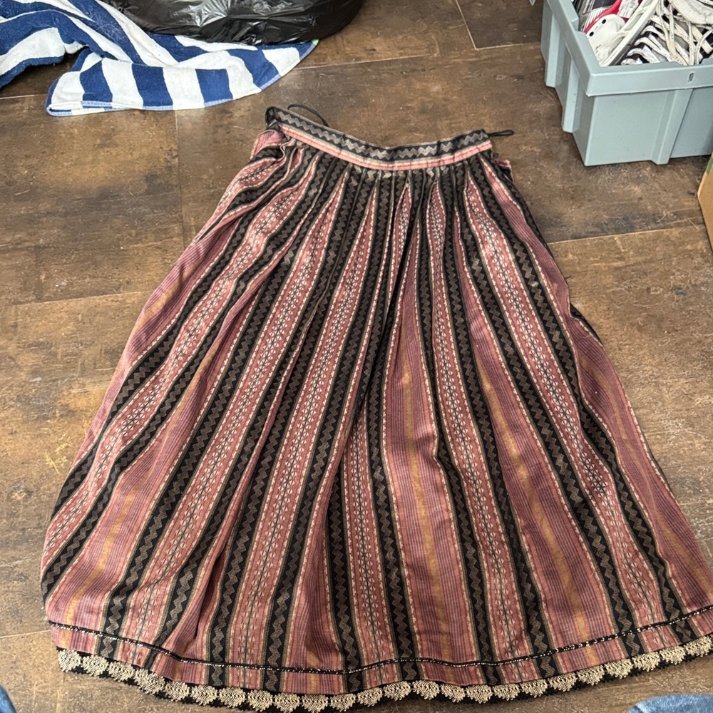 Gufram Black and Pink Striped Midi Skirt